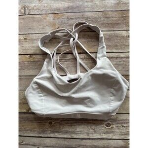 Lululemon White Luxtreme Strappy Back Free To Be Serene Bra W2AJ8S EUC Size 6